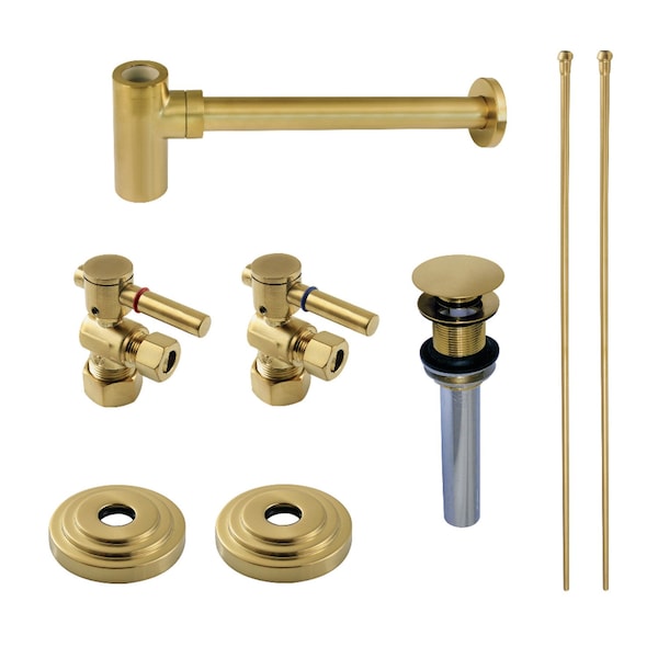 Plumbing Sink Trim Kit with Bottle Trap and Drain No Overflow, Brushed Brass
